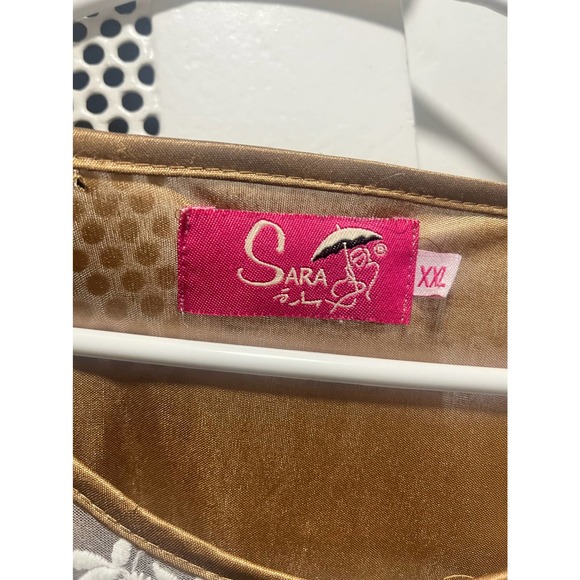 Vintage Brown Silky Ruffled Sleepset Pajamas XXL - Picture 5 of 9